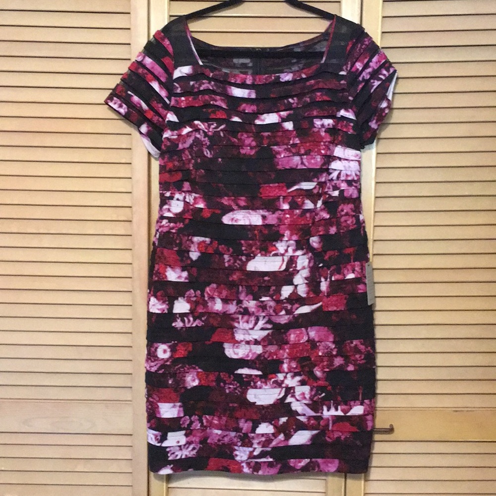 Beautiful Floral Mesh Lined Ribbed Dress